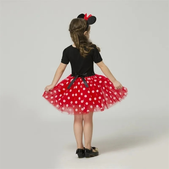 Girls 5T Minnie Mouse Pink & White Polka Dot Birthday Baby Dress w/ Mouse Ears - Picture 8 of 10
